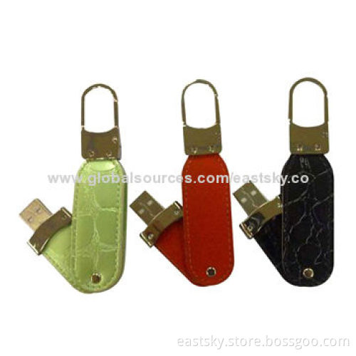 Promotional Leather Twist USB Flash Drive, Supports Hot-swap Capability and Plug-and-play Function